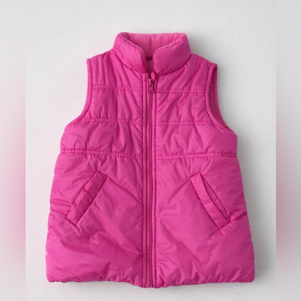 OshKosh B'gosh Barbie Hot Pink Color Sleeveless Puffer Vest Fleece Lining Size 6